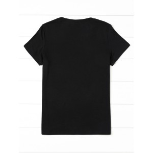 Coffee Cat Print Crew Neck T-shirt, Casual Short Sleeve Summer Top, Women's Clothing