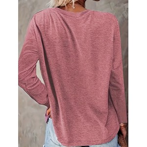 Letter Print Crew Neck T-Shirt, Casual Long Sleeve T-Shirt For Spring & Fall, Women's Clothing