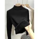 Solid Color Knit Pullover, Casual Mock Neck Long Sleeve Top For Fall & Winter, Women's Clothing