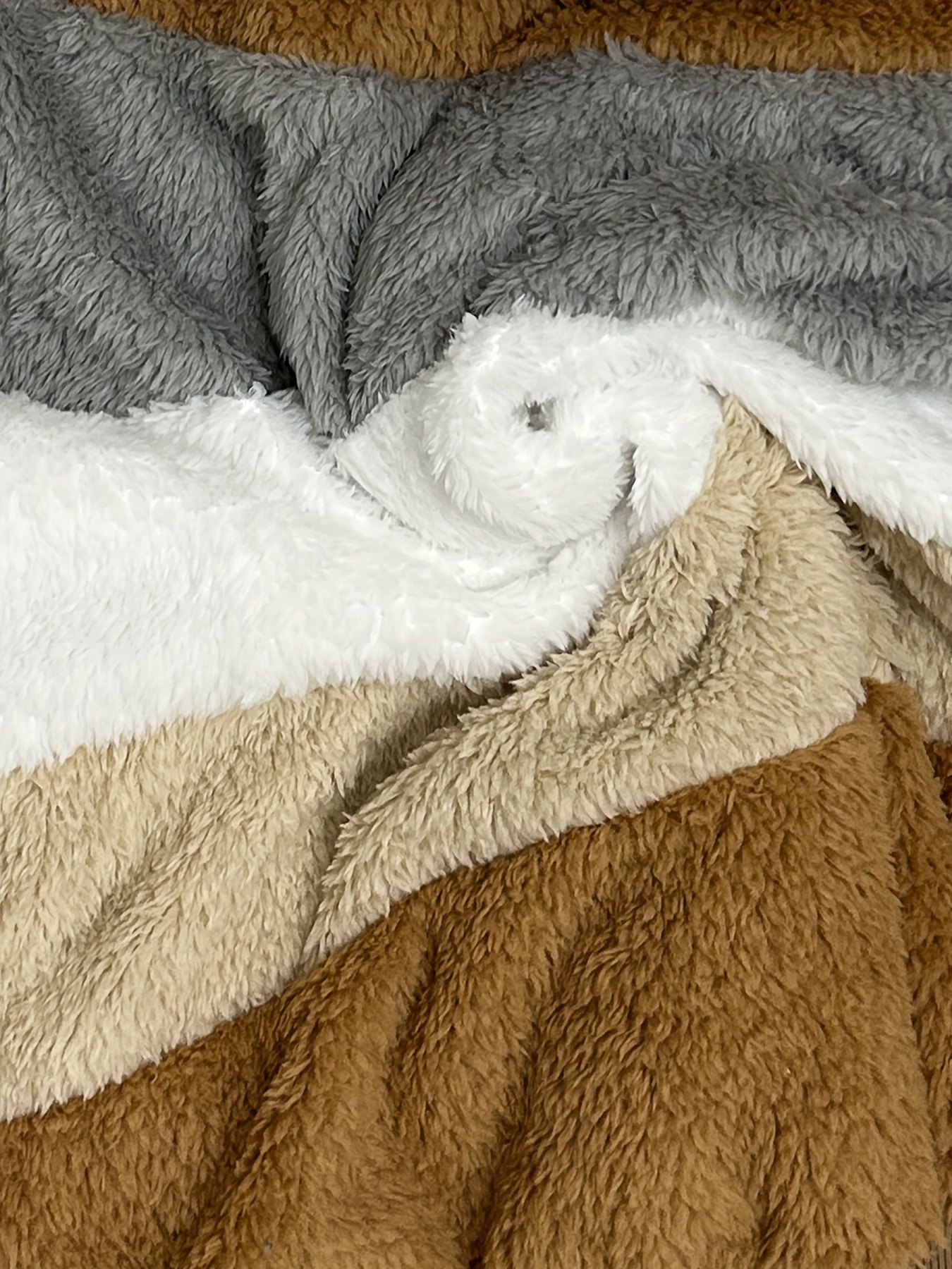 color block fuzzy hooded coat casual long sleeve winter warm outerwear womens clothing details 41